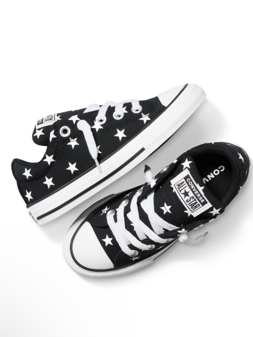 Converse - Kids' Street Low Slip-On Sneakers - Black w/stars